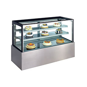 3 tier glass cake display counter for bakery and desserts